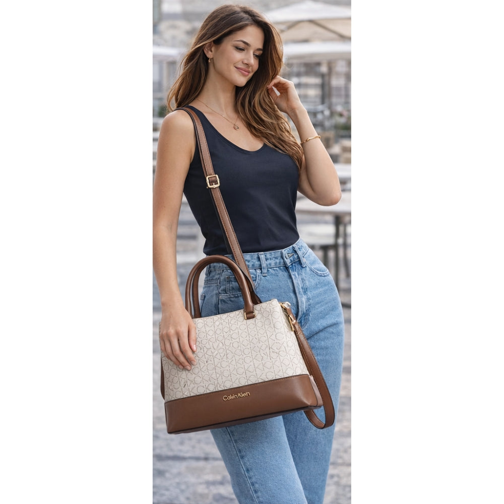 Cartera Calvin Klein H4GDJNP4 Satchel Beige/Marrón