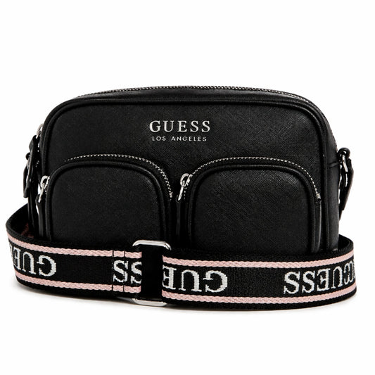 Cartera Guess Pennywise Crossbody Negra Con Doble Bolsillo Frontal