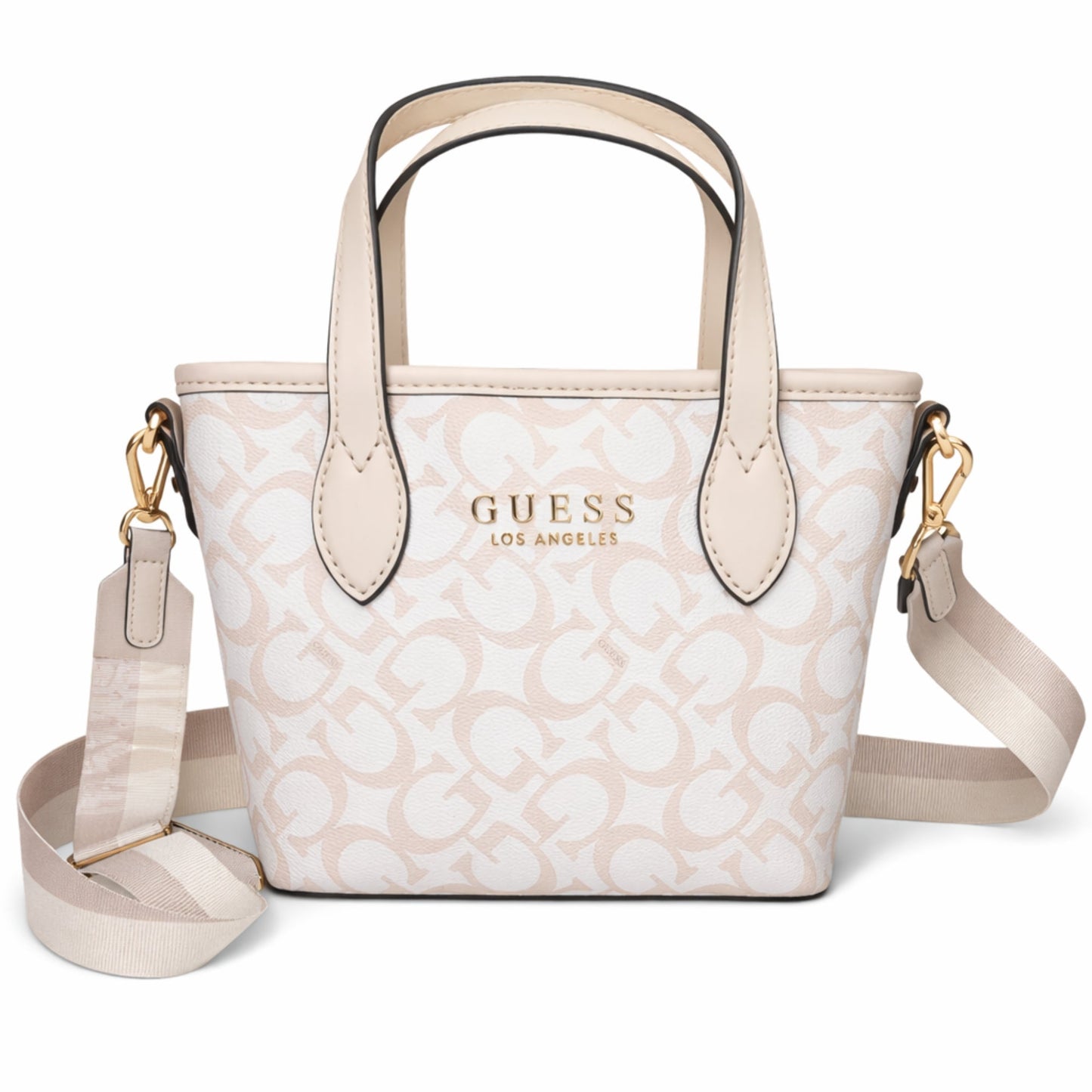Cartera Guess Ashburn Mini Beige Monograma con Asas