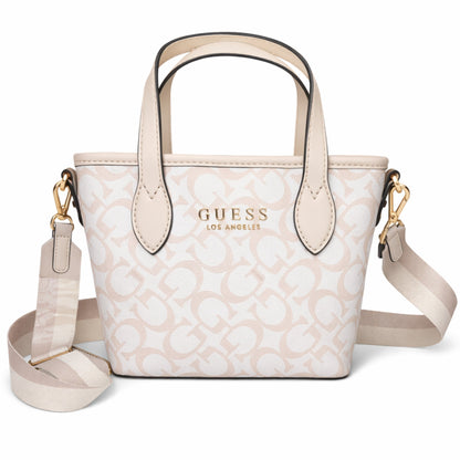 Cartera Guess Ashburn Mini Beige Monograma con Asas