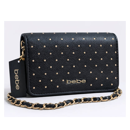 Cartera BEBE E02 5298S Crossbody Negra con Tachas Doradas