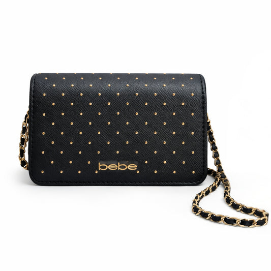 Cartera BEBE E02 5298S Crossbody Negra con Tachas Doradas