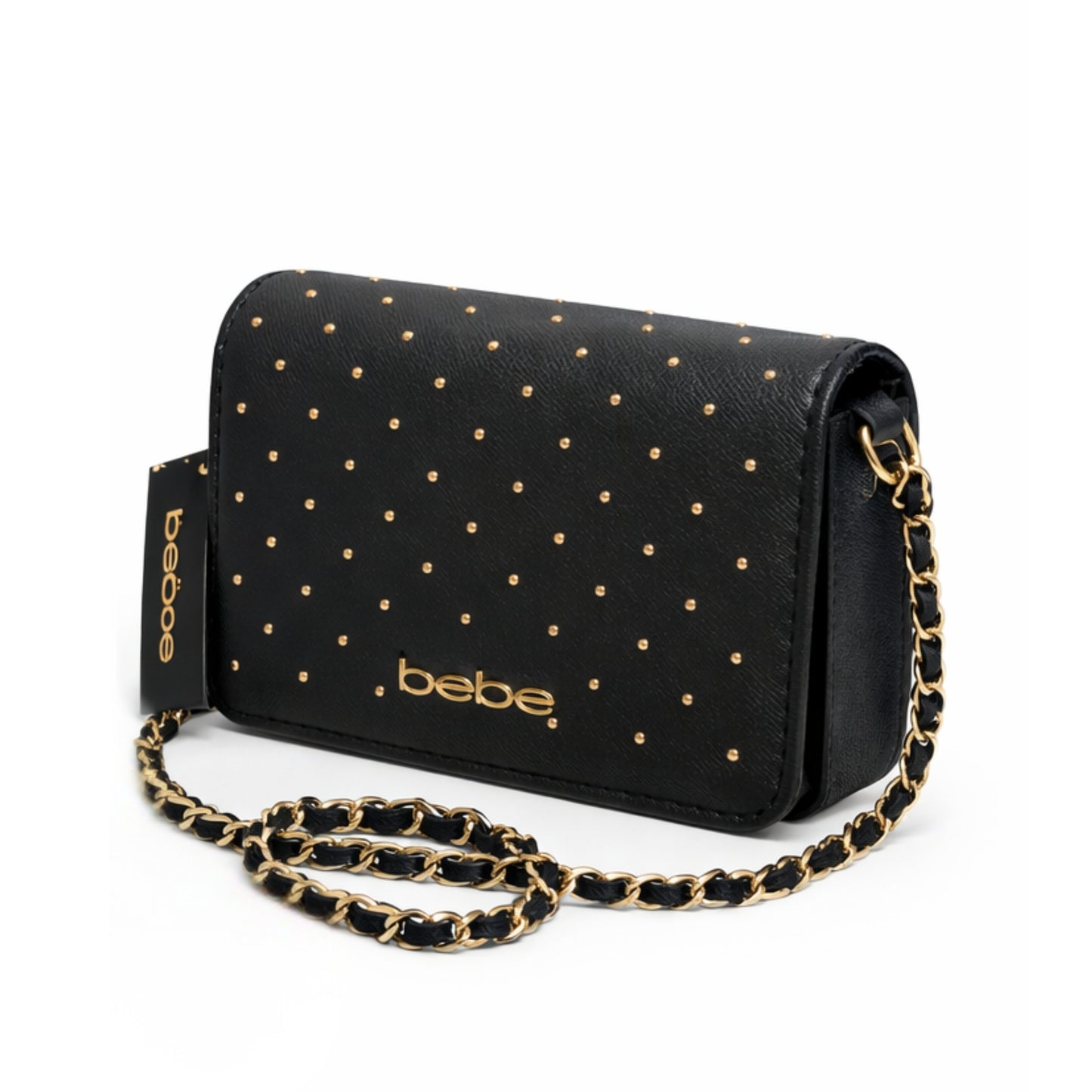 Cartera BEBE E02 5298S Crossbody Negra con Tachas Doradas