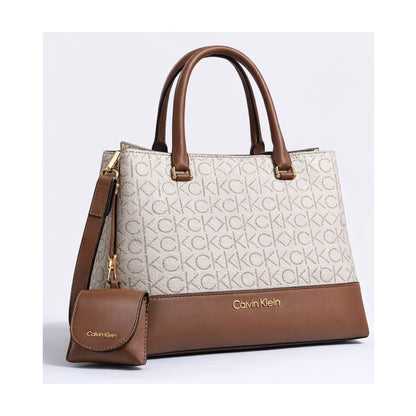 Cartera Calvin Klein H4GDJNP4 Satchel Beige/Marrón