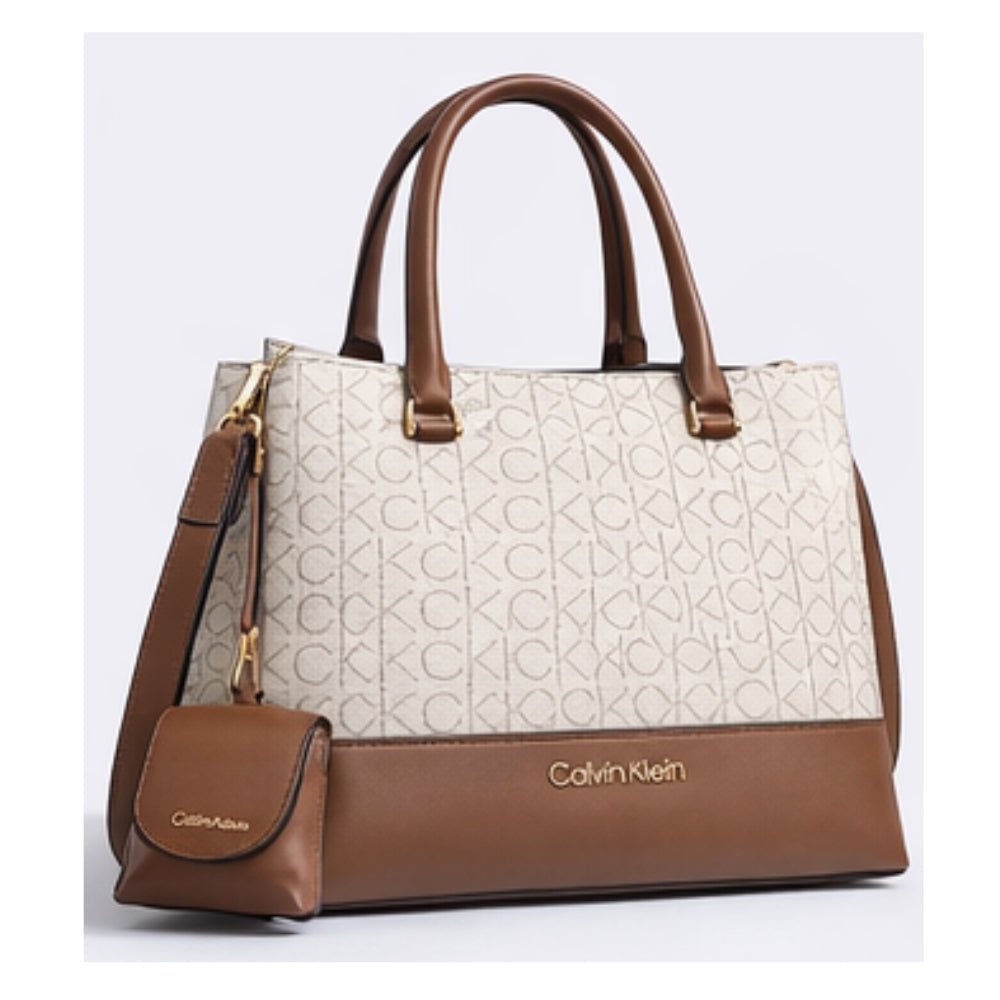 Cartera Calvin Klein H4GDJNP4 Satchel Beige/Marrón