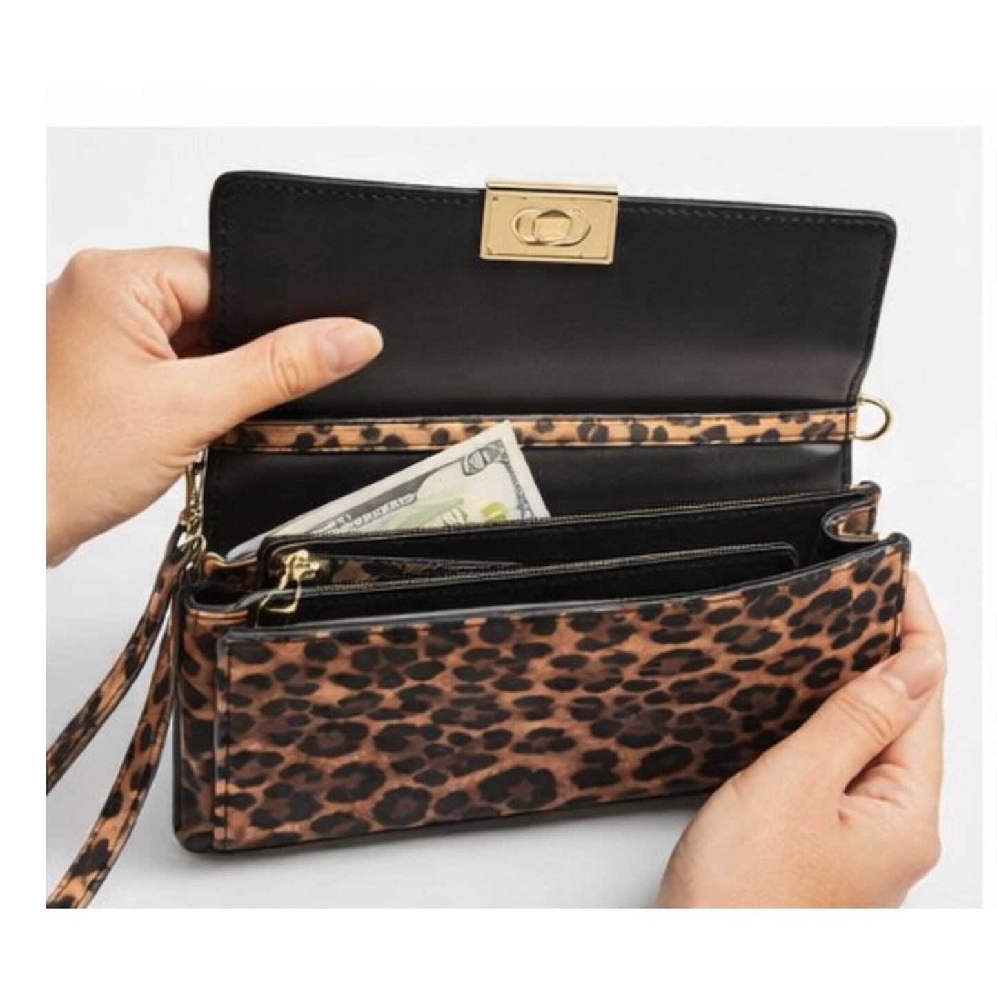 Cartera Guess Elise Clutch Leopardo DX25432