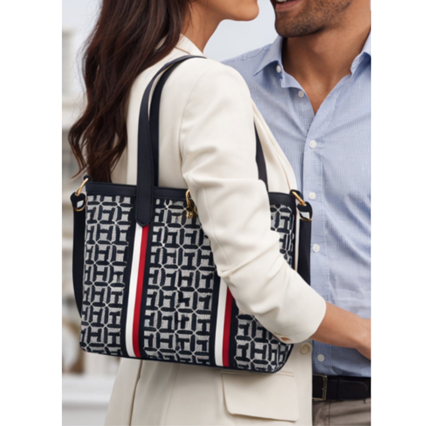 Cartera Tommy Hilfiger 69J8973 Handbag Stone/Navy