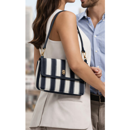 Cartera Tommy Hilfiger XW07308 Handbag Rayas Azul/Blanco